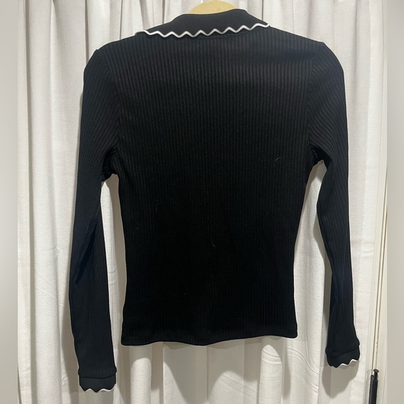 Anthropologie Xsmall Black Ribbed Long Sleeve Sweater - Picture 7 of 7